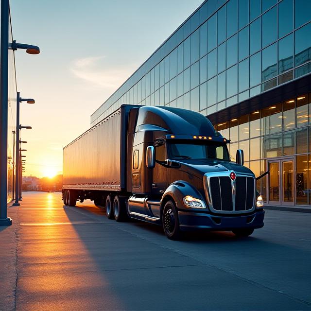 Bears Hauling truck arriving at a modern healthcare distribution center in North Carolina