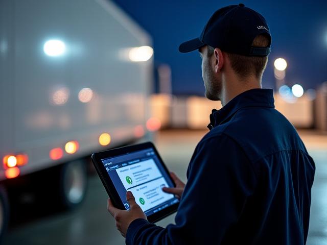 Bears Hauling driver performing a rigorous technical inspection on a refrigerated unit